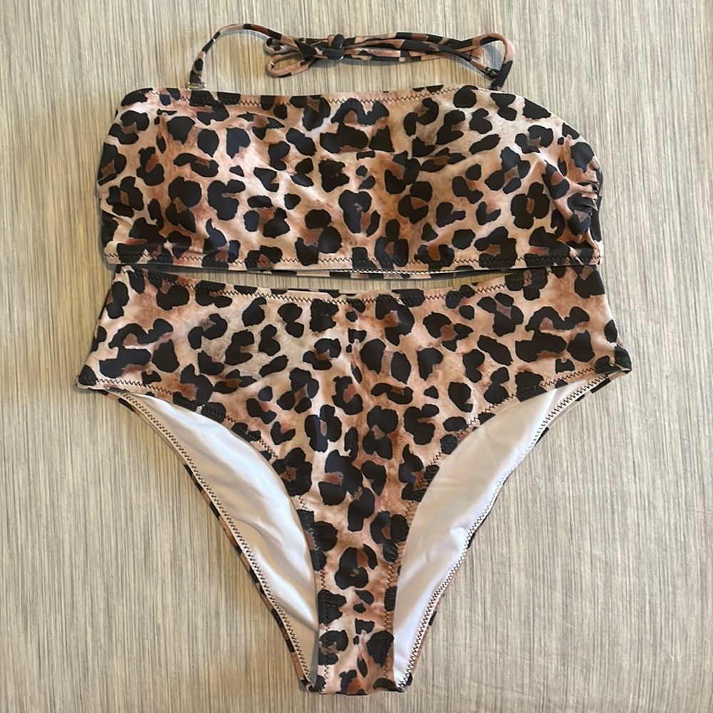 Leopard Print High-Waisted Bikini